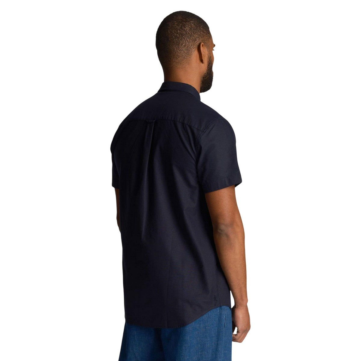 Navy - Back - Lyle & Scott Mens Oxford Short-Sleeved Shirt