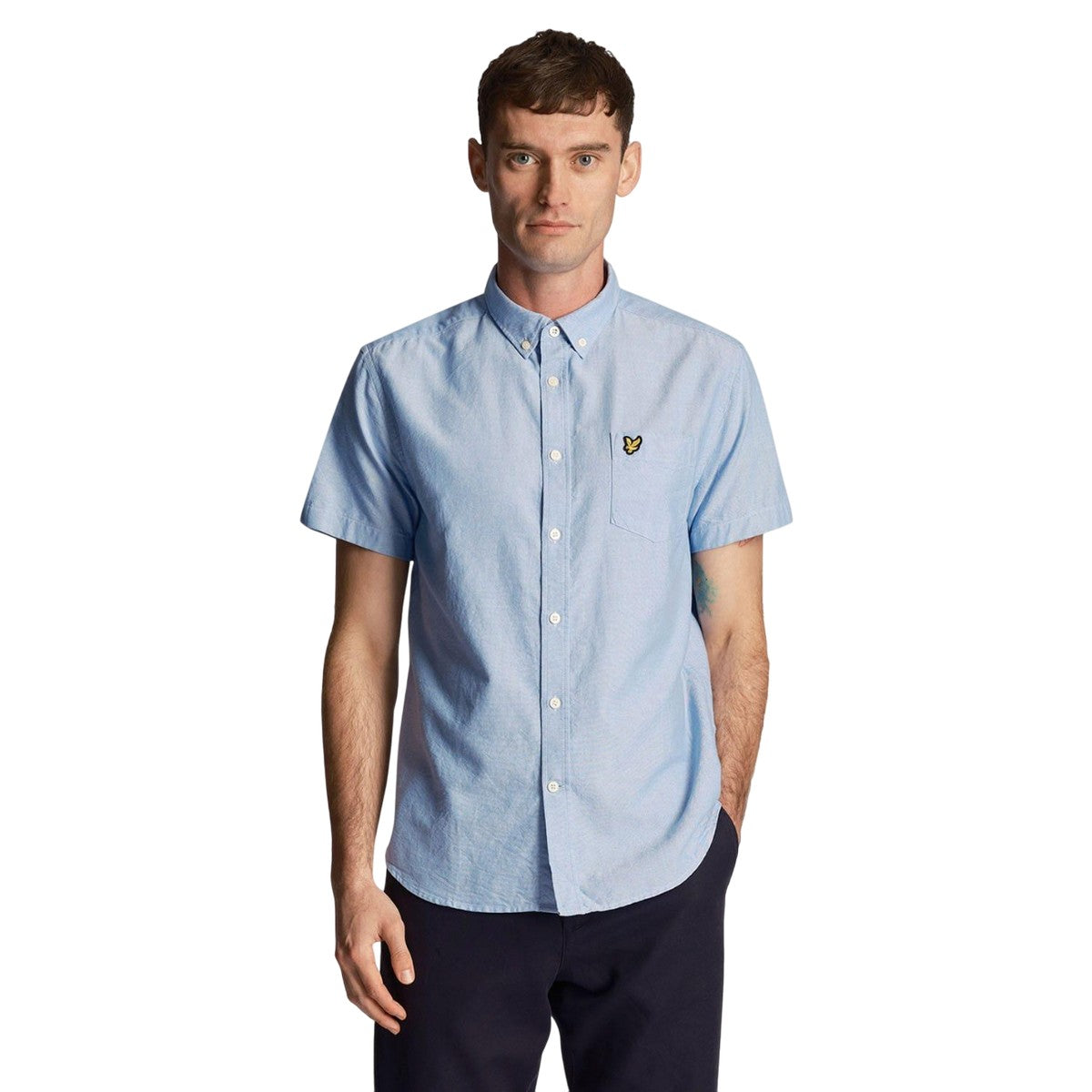 Blue - Lifestyle - Lyle & Scott Mens Oxford Short-Sleeved Shirt