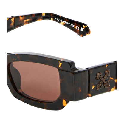 Havana Brown - Side - Off-White Mens Joliet Rectangle Sunglasses