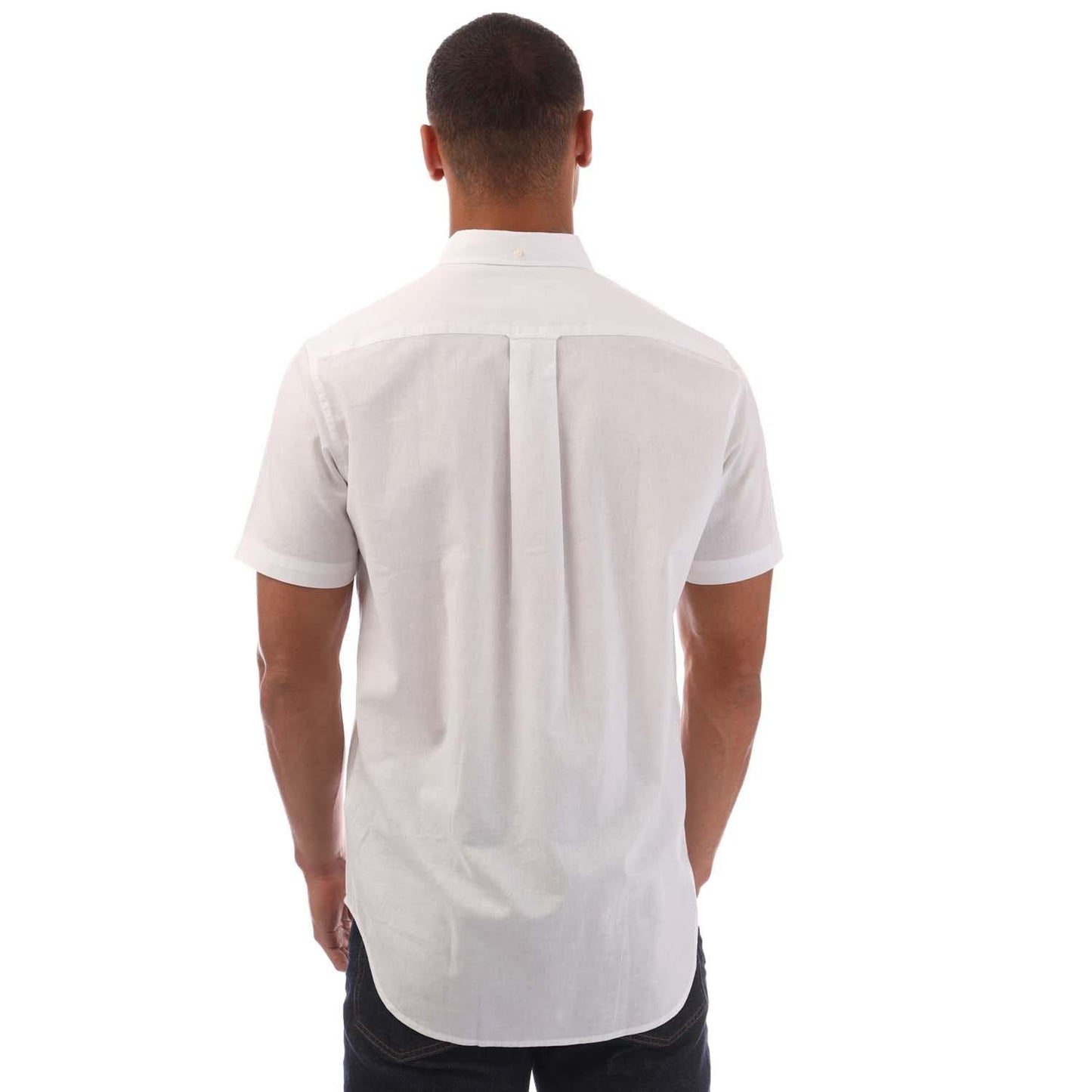 White - Back - Gant Mens Linen Regular Short-Sleeved Shirt