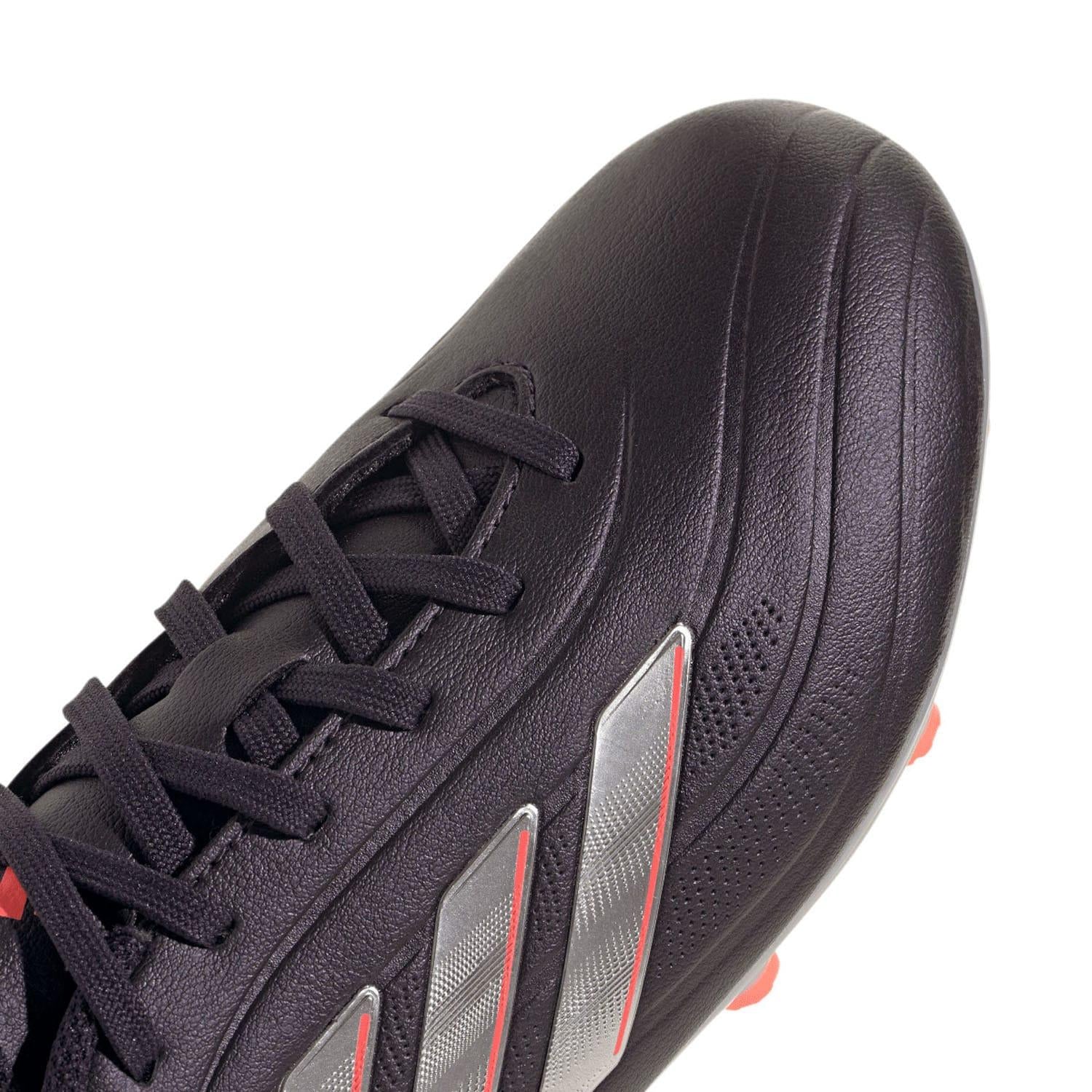Aurora Black-Platinum Metallic-Turbo - Pack Shot - Adidas Childrens-Kids Copa Pure 2 League Synthetic Leather Firm Ground Football Boots