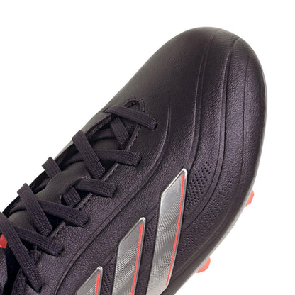Aurora Black-Platinum Metallic-Turbo - Pack Shot - Adidas Childrens-Kids Copa Pure 2 League Synthetic Leather Firm Ground Football Boots
