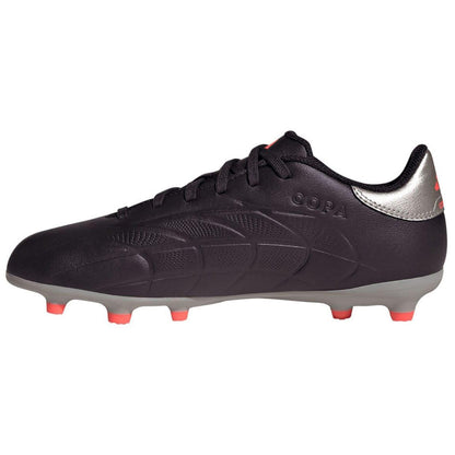 Aurora Black-Platinum Metallic-Turbo - Side - Adidas Childrens-Kids Copa Pure 2 League Synthetic Leather Firm Ground Football Boots