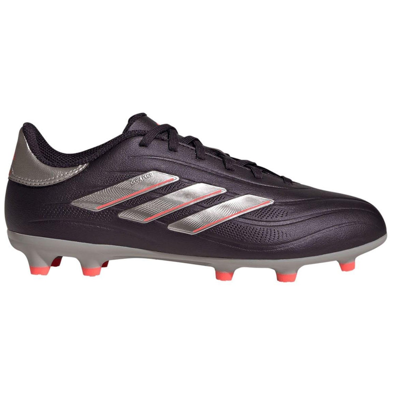 Aurora Black-Platinum Metallic-Turbo - Back - Adidas Childrens-Kids Copa Pure 2 League Synthetic Leather Firm Ground Football Boots