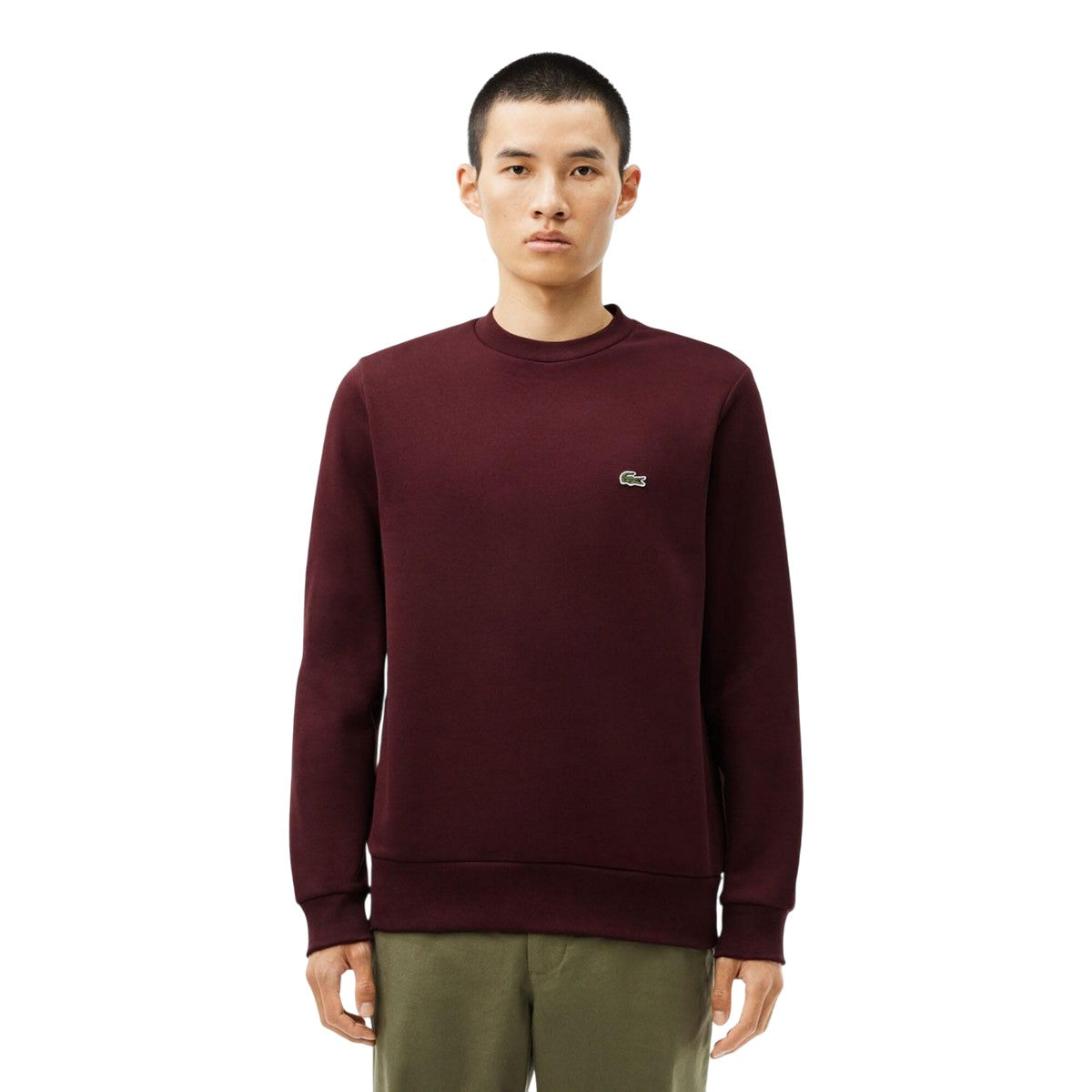 Maroon Red - Lifestyle - Lacoste Mens Fleece Crew Neck Sweatshirt