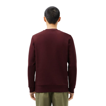 Maroon Red - Back - Lacoste Mens Fleece Crew Neck Sweatshirt