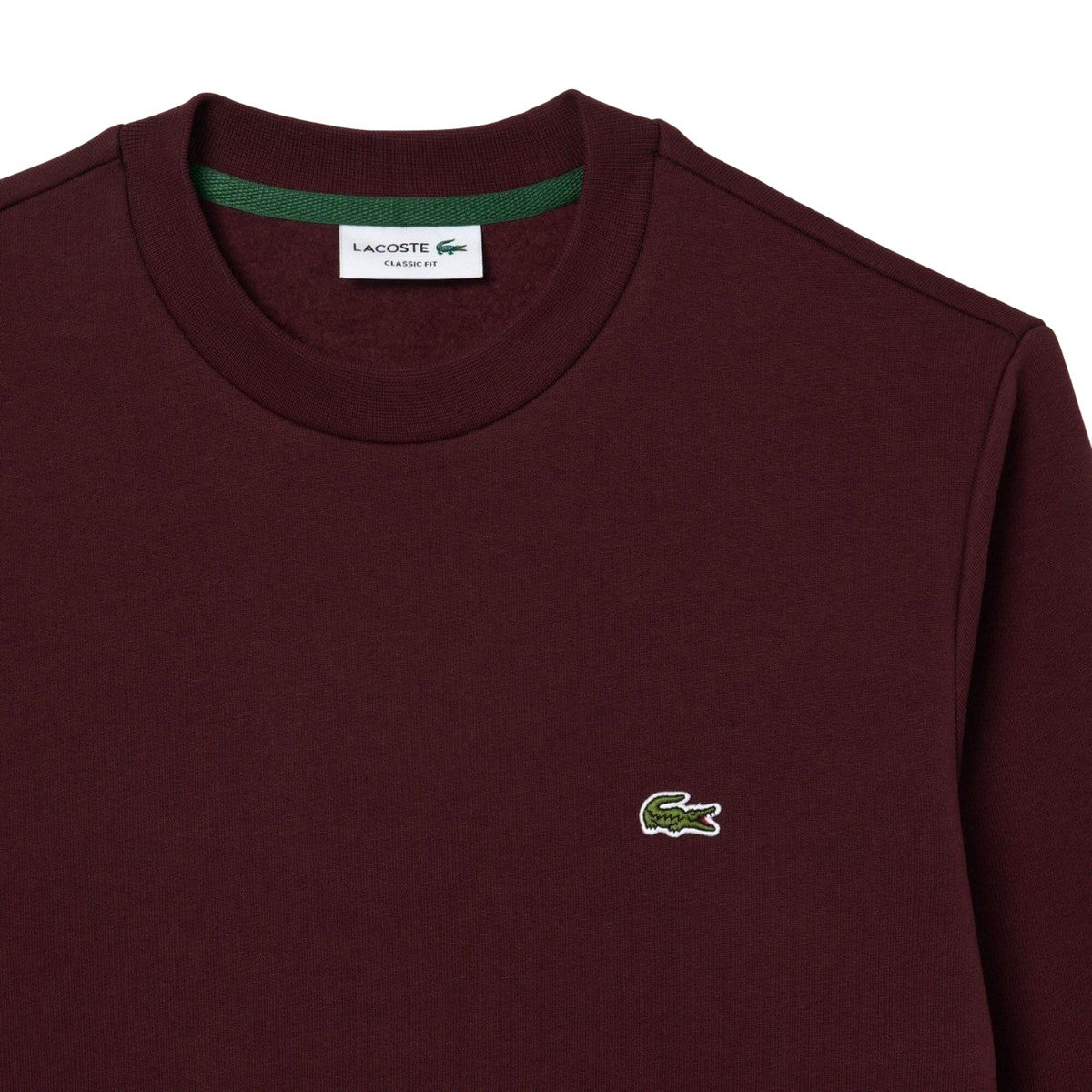 Maroon Red - Side - Lacoste Mens Fleece Crew Neck Sweatshirt