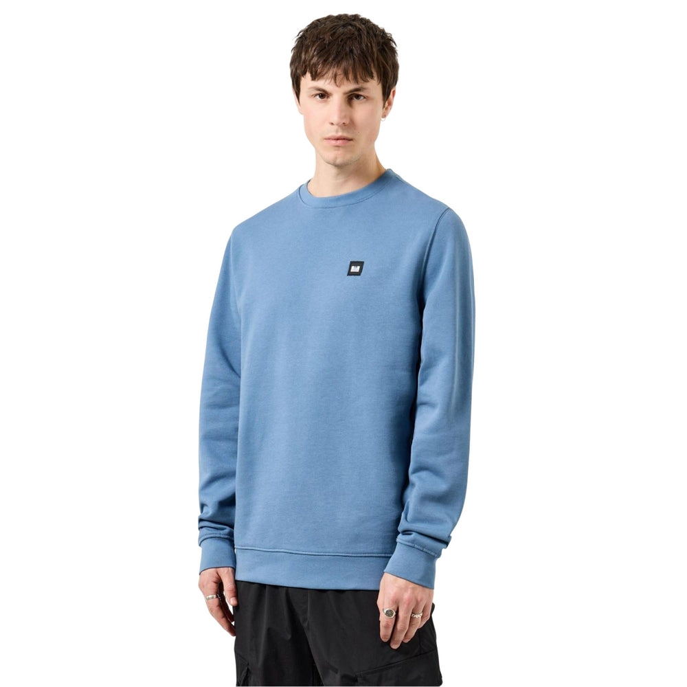 Blue - Pack Shot - Weekend Offender Mens Ferrer Badge Crew Neck Sweatshirt