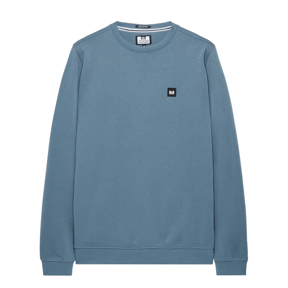 Blue - Front - Weekend Offender Mens Ferrer Badge Crew Neck Sweatshirt