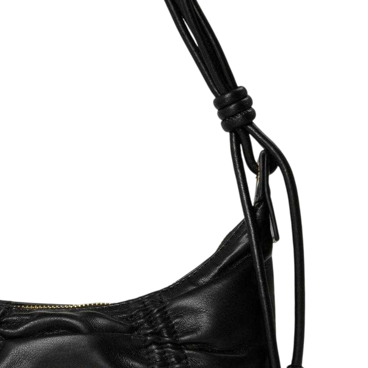 Black - Side - Love Moschino Softy Bow Hobo Crescent Shape Handbag with Gold Tone Hardware