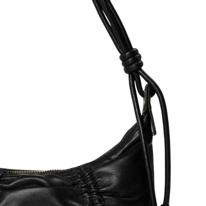 Black - Side - Love Moschino Softy Bow Hobo Crescent Shape Handbag with Gold Tone Hardware