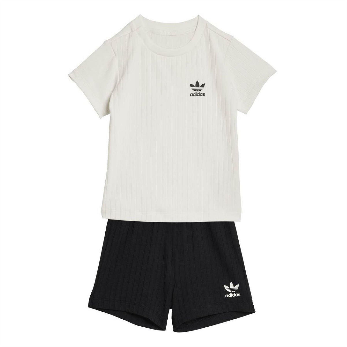 Black - Front - Adidas Baby Short Sleeved T Shirt And Shorts Set