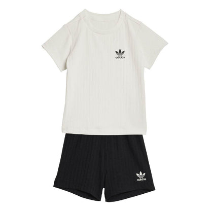 Black - Front - Adidas Baby Short Sleeved T Shirt And Shorts Set