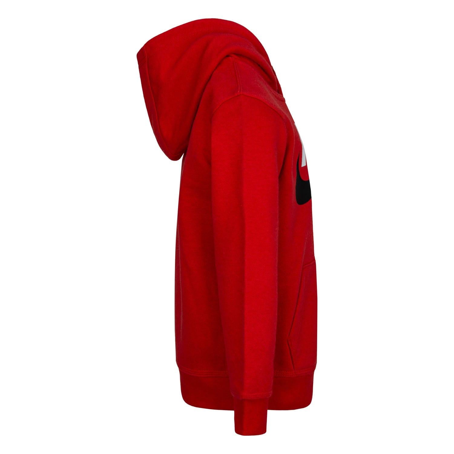Red-Black - Side - Nike Childrens-Kids Club HBR Pull Over Hoodie