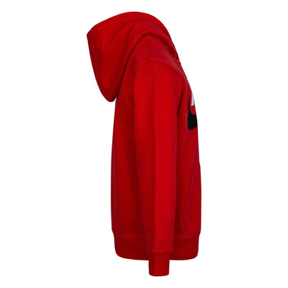 Red-Black - Side - Nike Childrens-Kids Club HBR Pull Over Hoodie