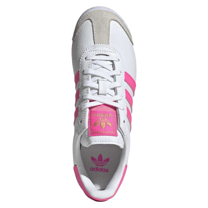 White - Lifestyle - Adidas Juniors Samoa 3 Stripes Leather Low Top Walking Shoes