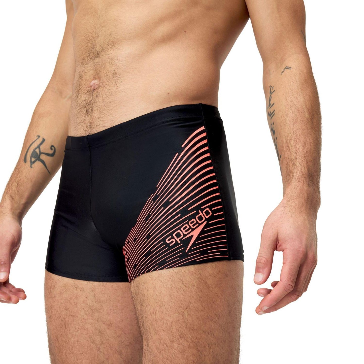 Black-Red - Side - Speedo Mens Medley Logo Swim Briefs