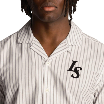 White - Side - Lyle & Scott Mens Pinstripe Revere Collar Shirt