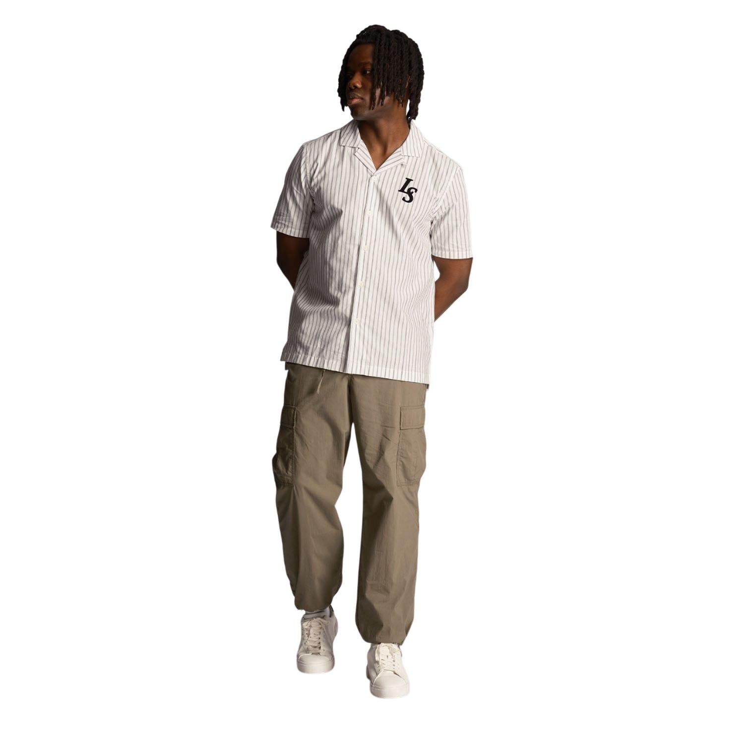 White - Pack Shot - Lyle & Scott Mens Pinstripe Revere Collar Shirt