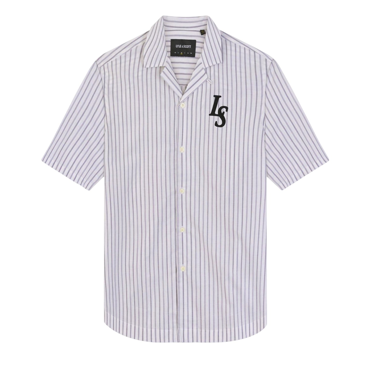 White - Front - Lyle & Scott Mens Pinstripe Revere Collar Shirt