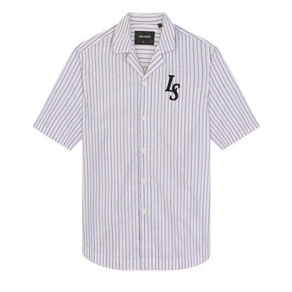 White - Front - Lyle & Scott Mens Pinstripe Revere Collar Shirt