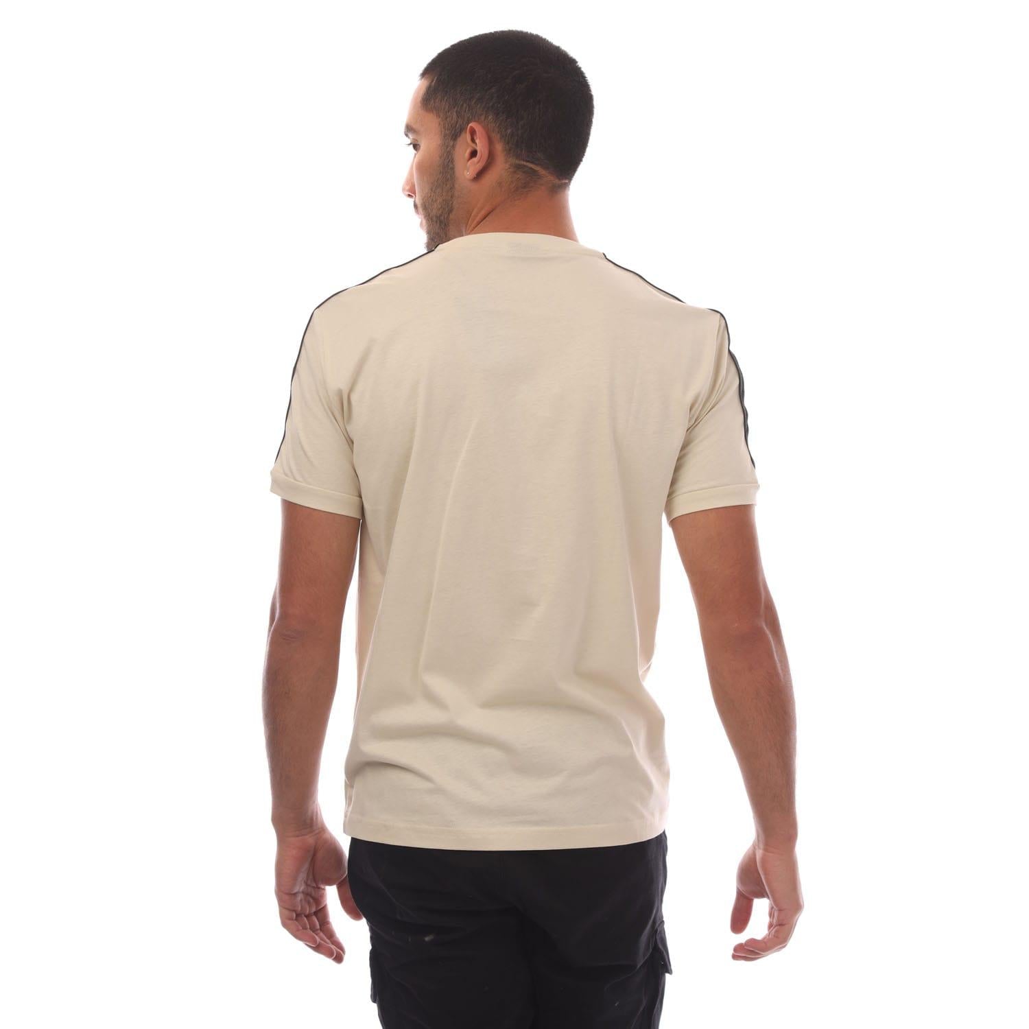 Beige - Back - Emporio Armani Mens EA7 Logo Cotton Jersey T-Shirt