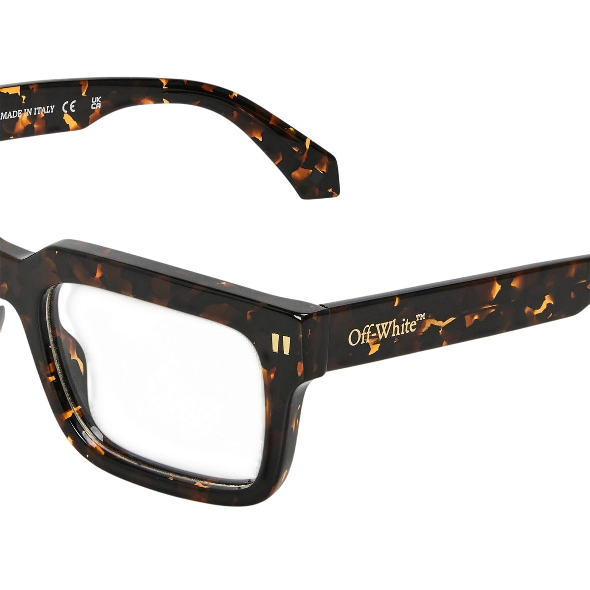 Havana Brown - Side - Off White Mens Clip On 2 Sunglasses