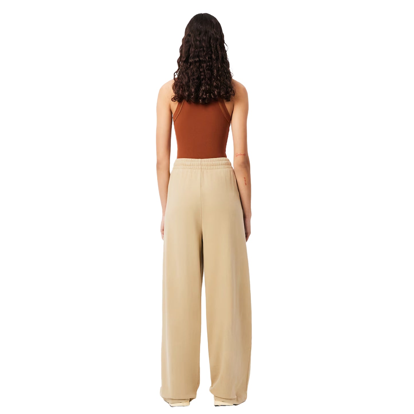 White - Pack Shot - Lacoste Womens-Ladies Badge Wide Leg Jogging Bottoms
