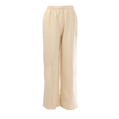 White - Front - Lacoste Womens-Ladies Badge Wide Leg Jogging Bottoms