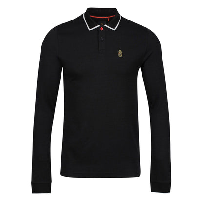 Black - Front - Luke 1977 Mens Meadtastic Long-Sleeved Sport Polo Shirt