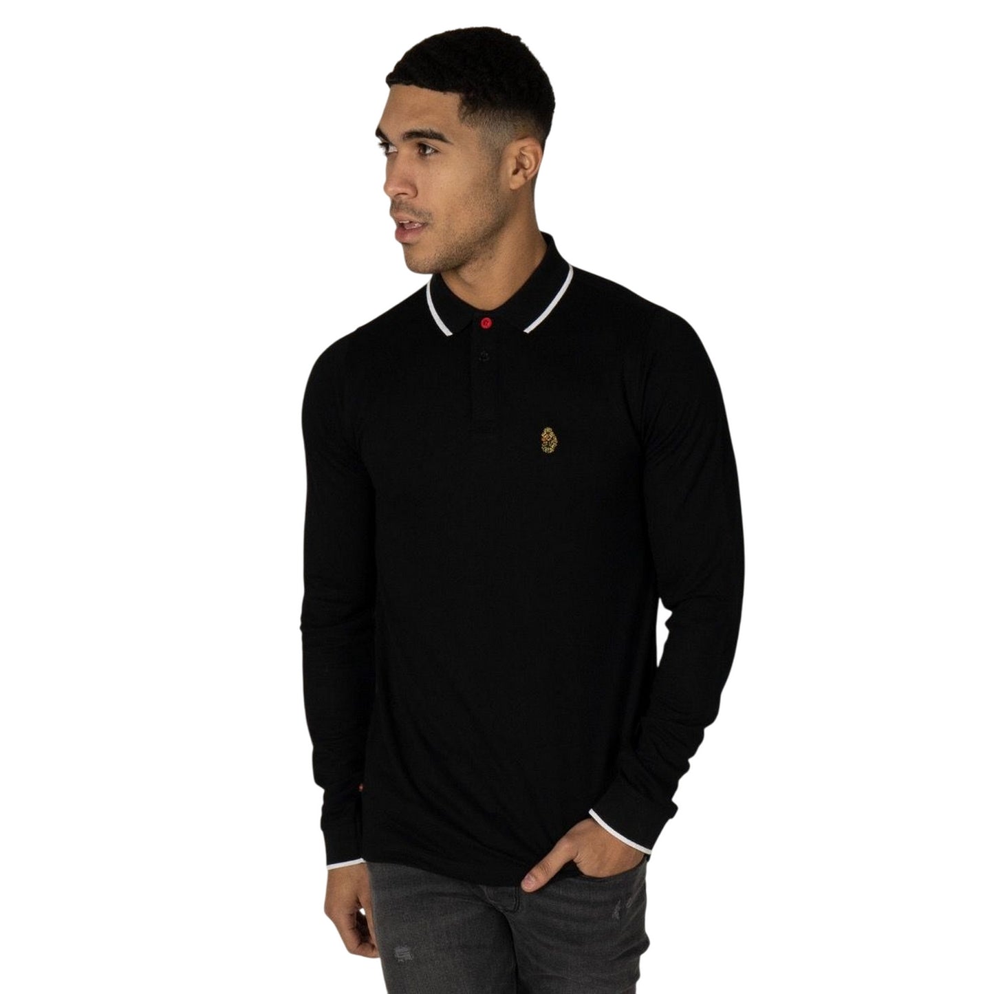 Black - Pack Shot - Luke 1977 Mens Meadtastic Long-Sleeved Sport Polo Shirt