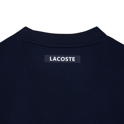 Navy - Side - Lacoste Mens Pique Ultra Dry Tennis T-Shirt