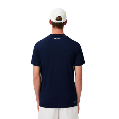 Navy - Back - Lacoste Mens Pique Ultra Dry Tennis T-Shirt