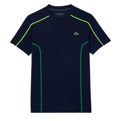 Navy - Front - Lacoste Mens Pique Ultra Dry Tennis T-Shirt
