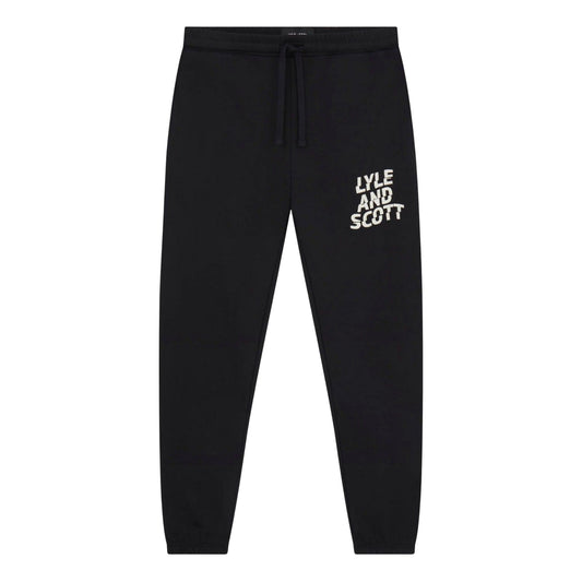 Black - Front - Lyle & Scott Mens Ripple Logo Jogging Bottoms