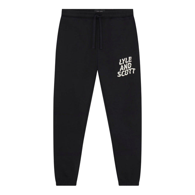 Black - Front - Lyle & Scott Mens Ripple Logo Jogging Bottoms