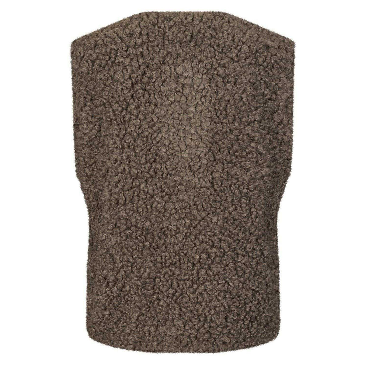 Dark Mocha - Back - Lollys Laundry Womens Ladies Teddy Fur Sleeveless Coat
