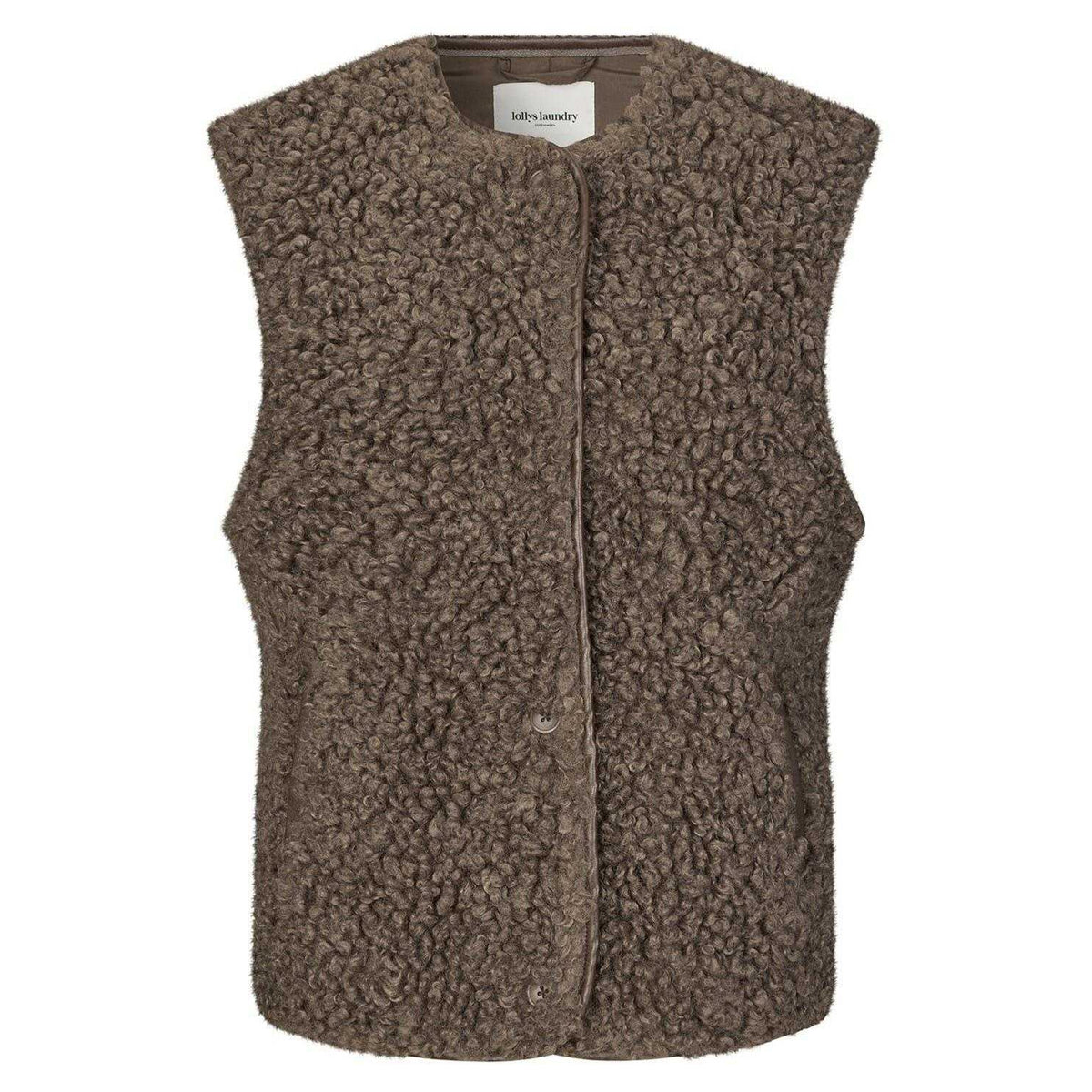 Dark Mocha - Front - Lollys Laundry Womens Ladies Teddy Fur Sleeveless Coat