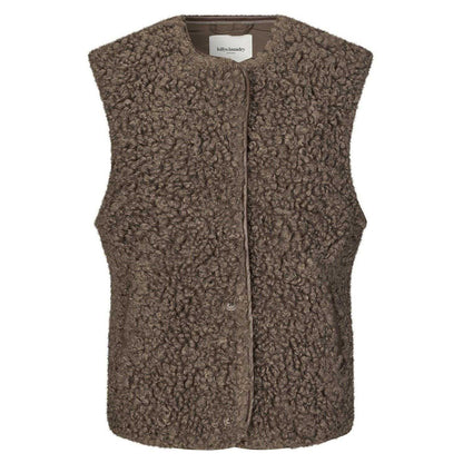 Dark Mocha - Front - Lollys Laundry Womens Ladies Teddy Fur Sleeveless Coat