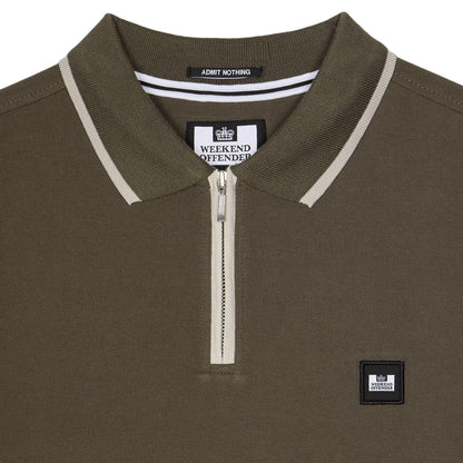 Green - Side - Weekend Offender Mens Shore Zipped Polo Shirt