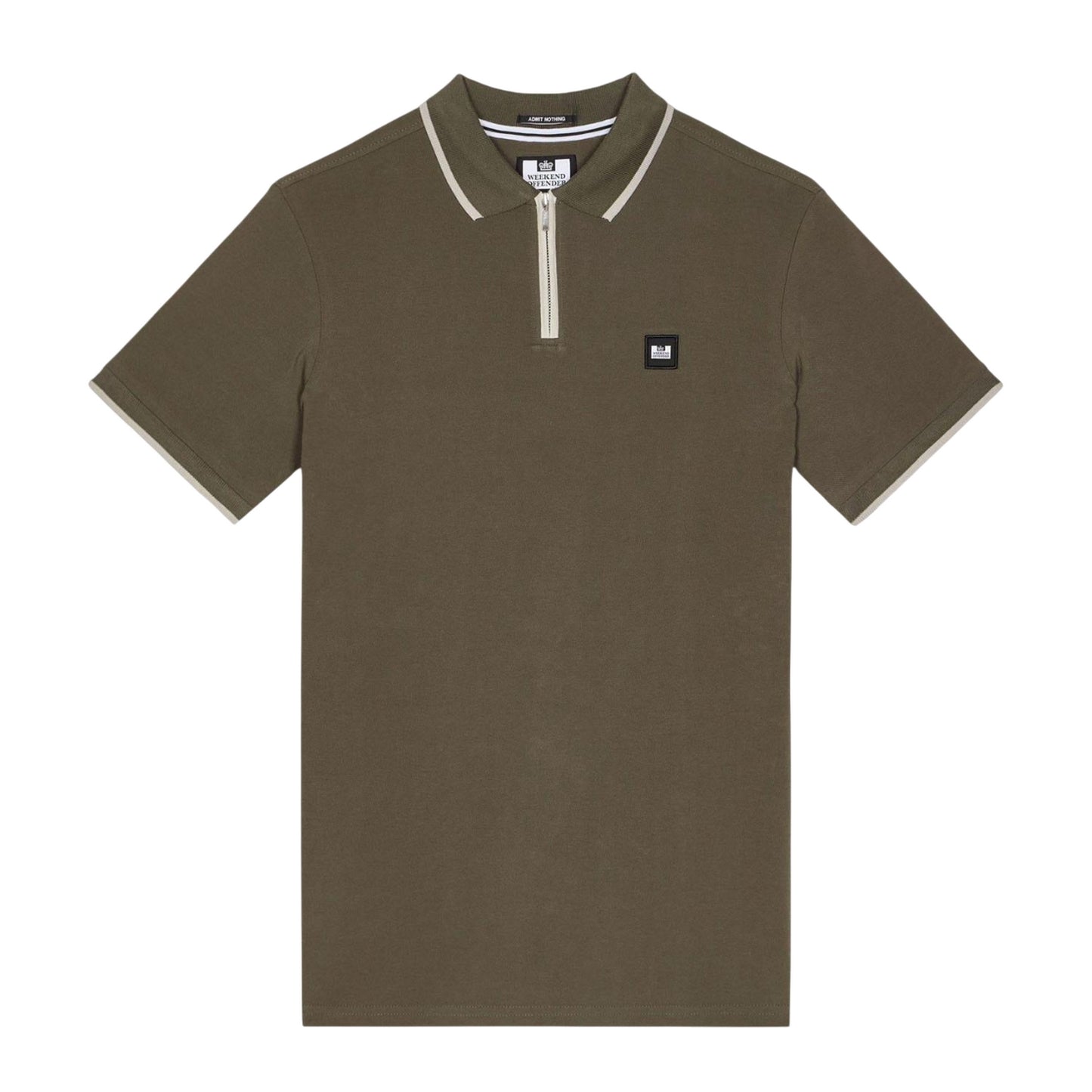 Green - Front - Weekend Offender Mens Shore Zipped Polo Shirt