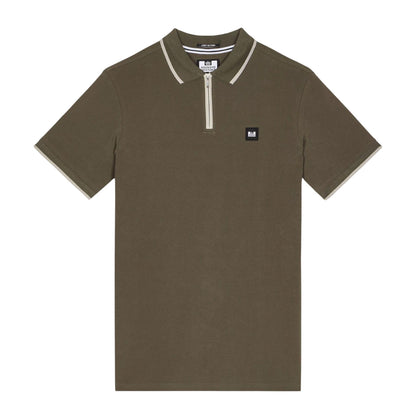 Green - Front - Weekend Offender Mens Shore Zipped Polo Shirt