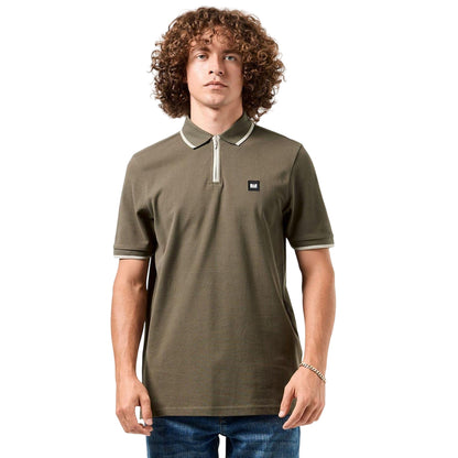 Green - Pack Shot - Weekend Offender Mens Shore Zipped Polo Shirt
