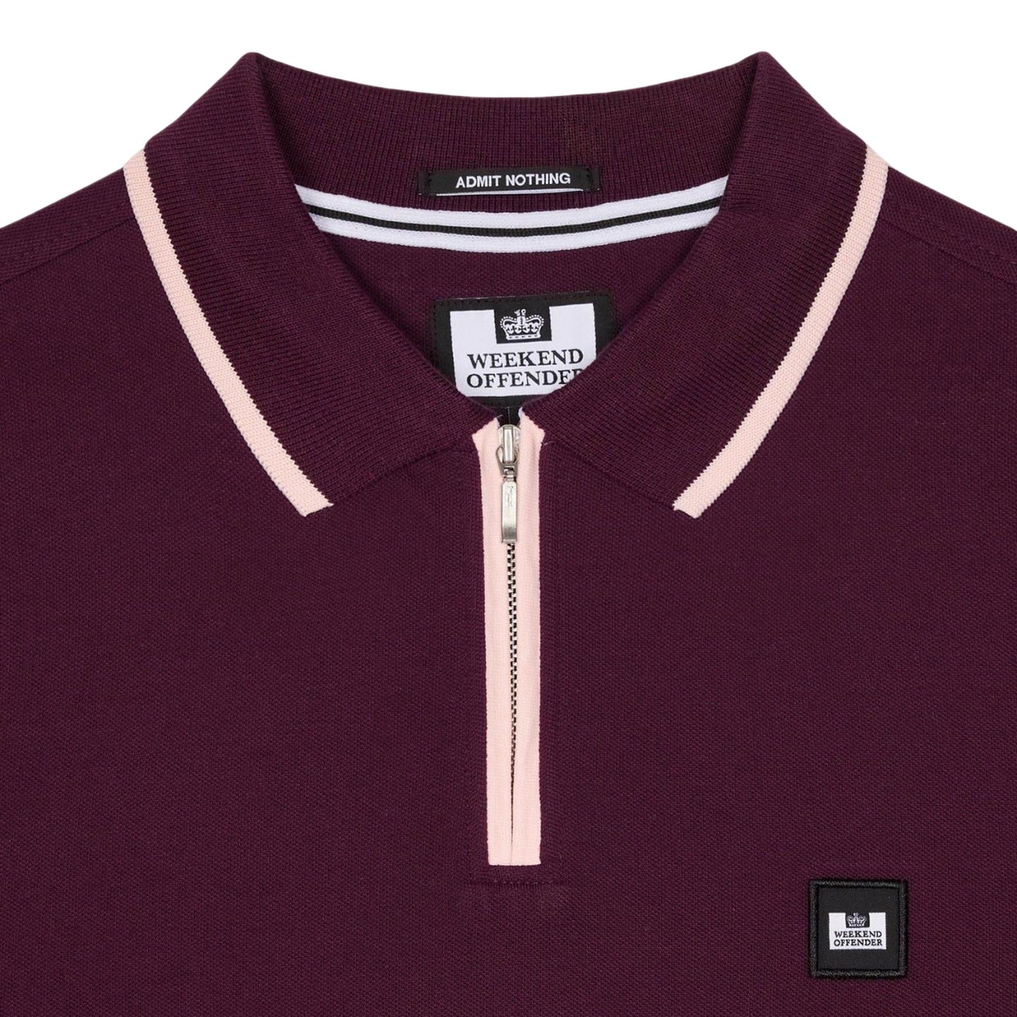 Berry - Side - Weekend Offender Mens Shore Zipped Polo Shirt