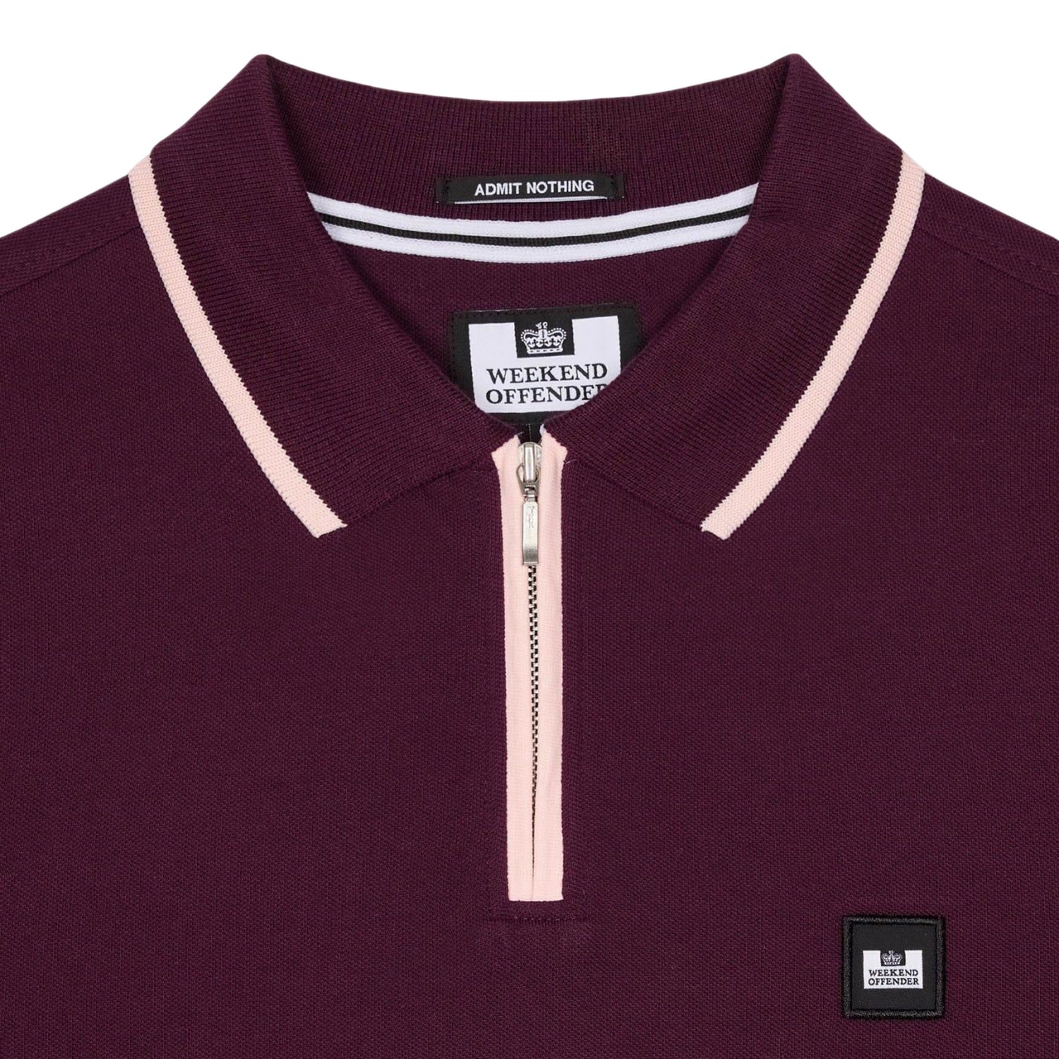 Berry - Side - Weekend Offender Mens Shore Zipped Polo Shirt