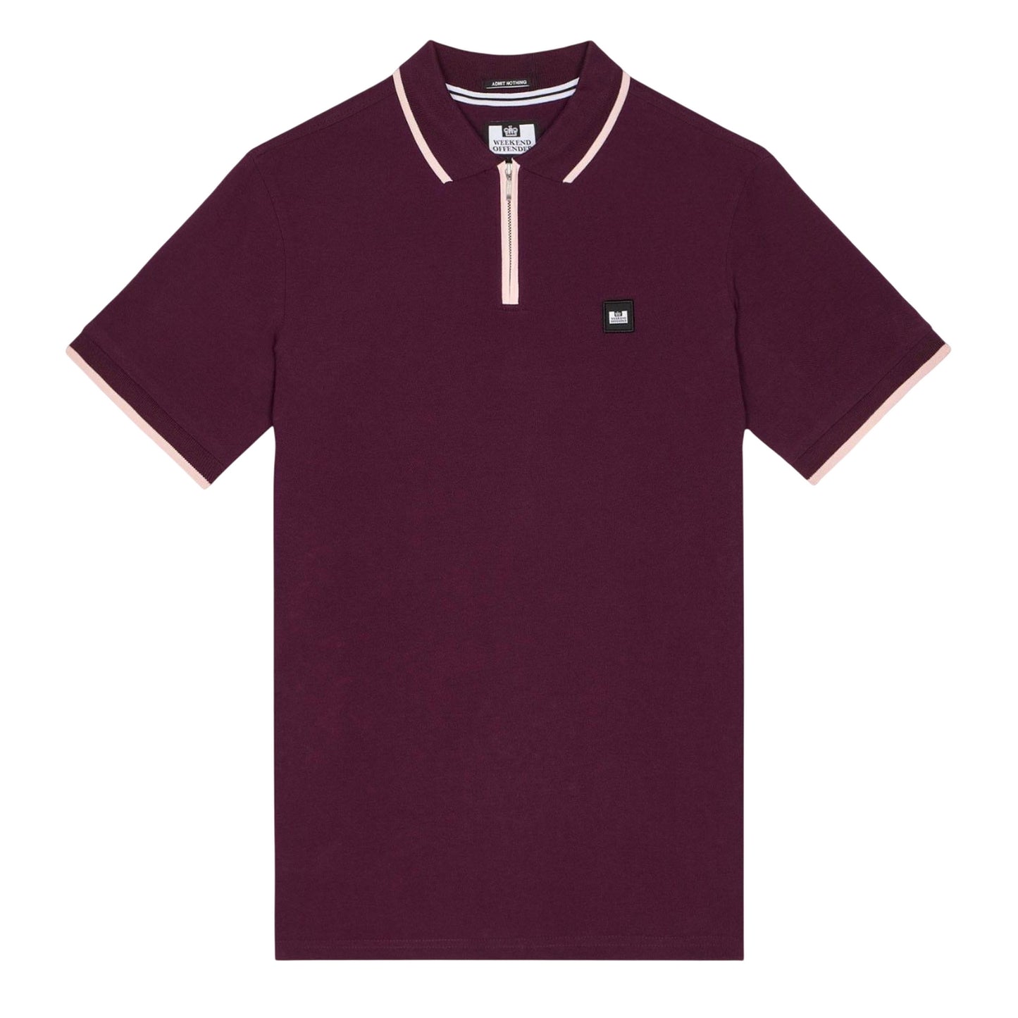 Berry - Front - Weekend Offender Mens Shore Zipped Polo Shirt