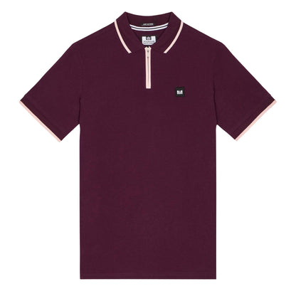 Berry - Front - Weekend Offender Mens Shore Zipped Polo Shirt