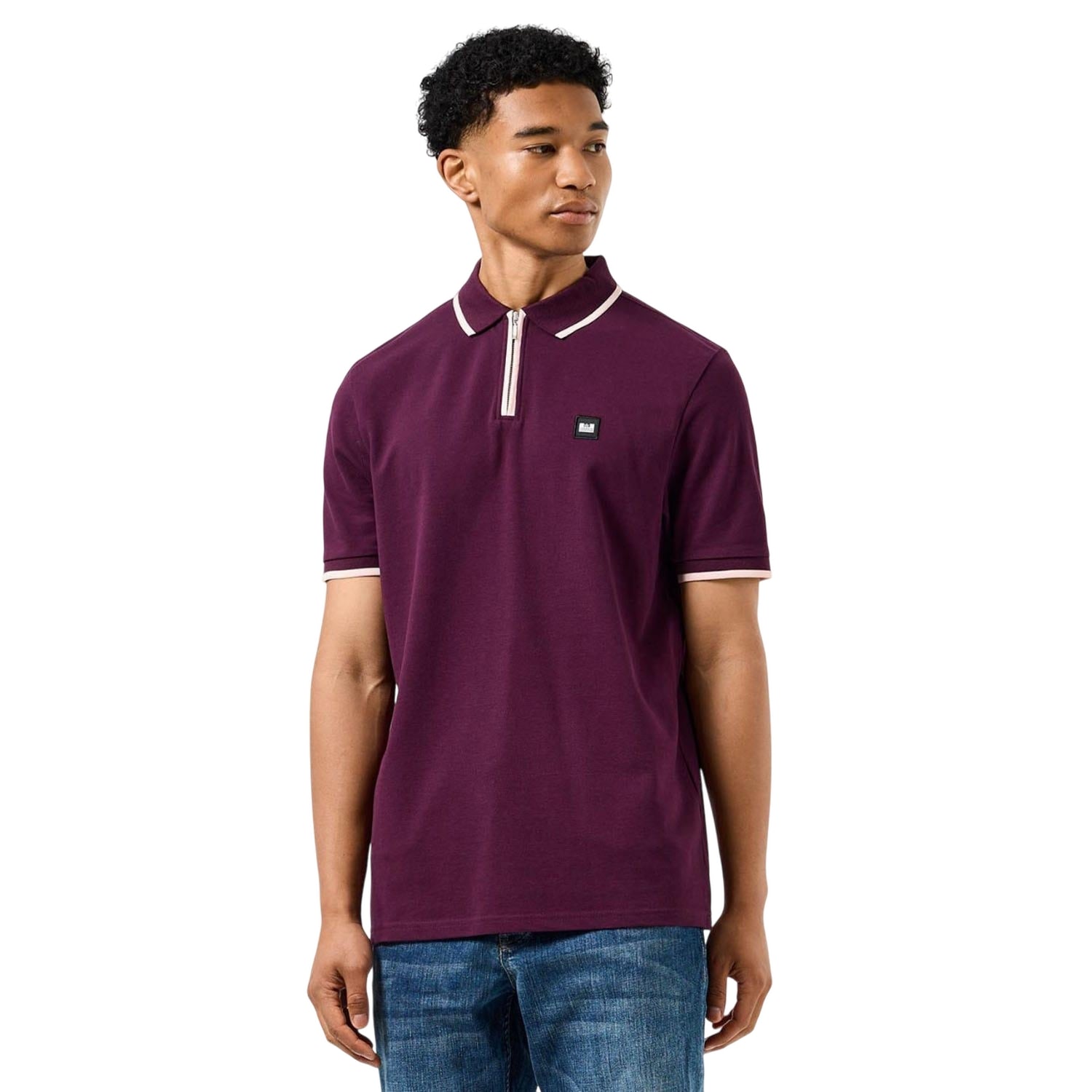 Berry - Pack Shot - Weekend Offender Mens Shore Zipped Polo Shirt