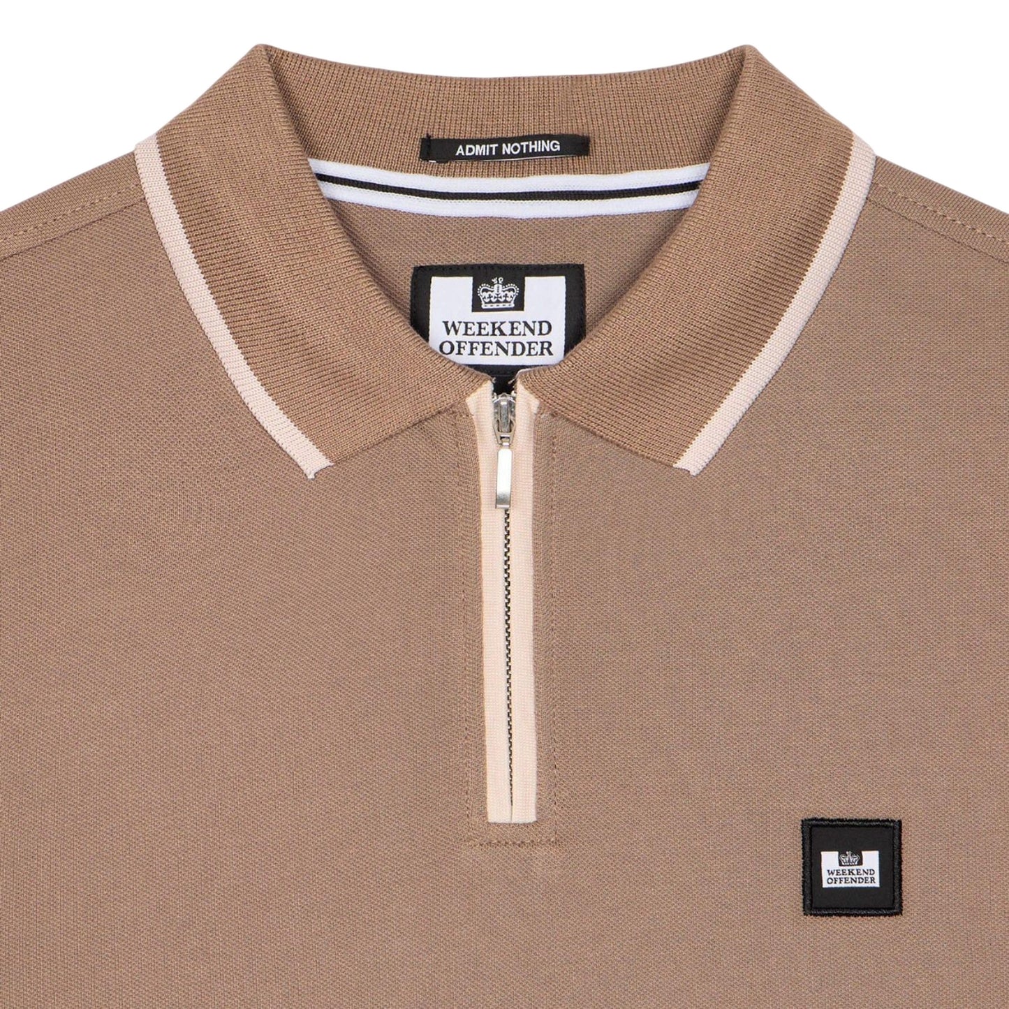 Brown - Side - Weekend Offender Mens Shore Zipped Polo Shirt