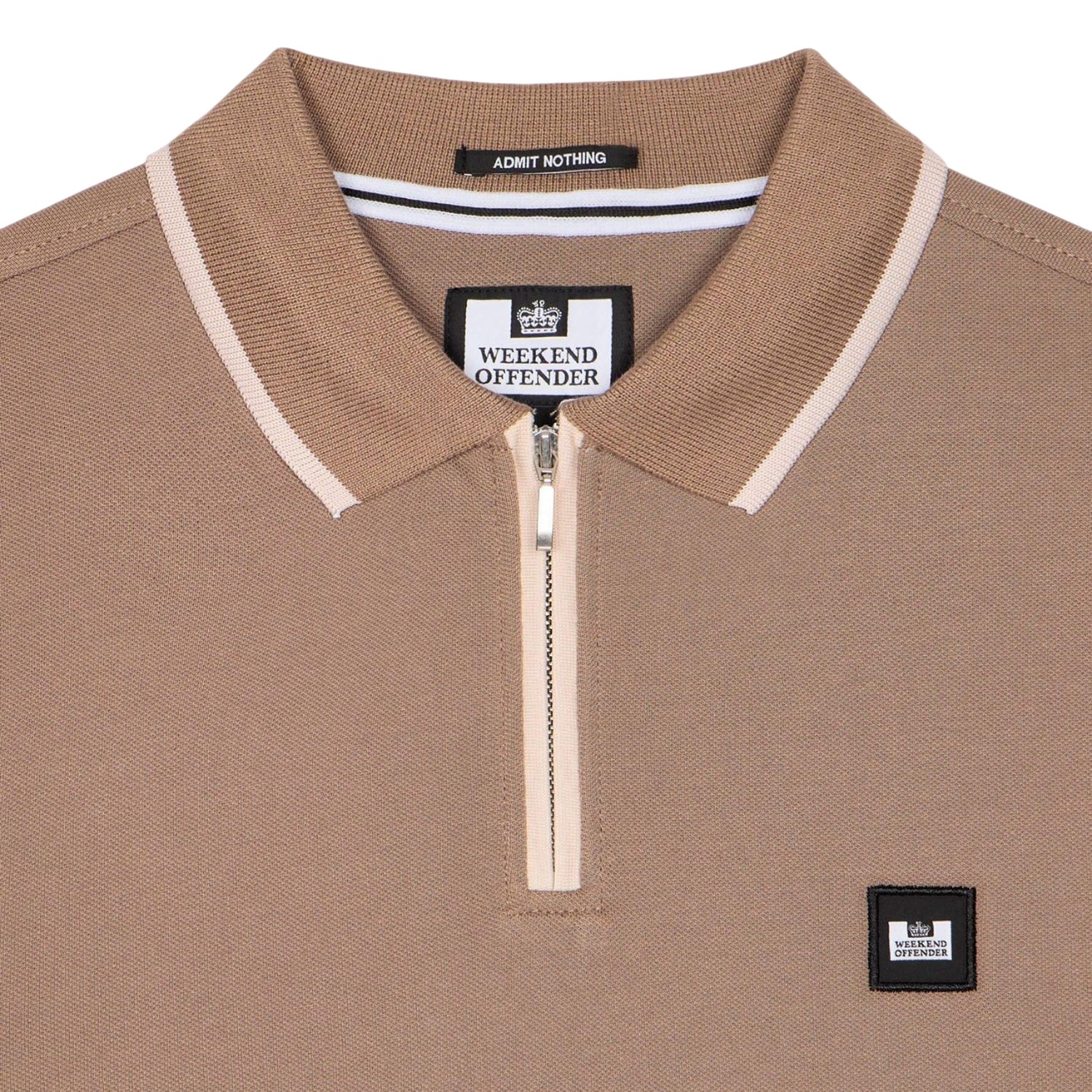 Brown - Side - Weekend Offender Mens Shore Zipped Polo Shirt